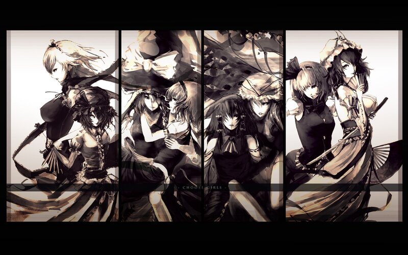 Anime Girls in Black and White — Dramatic