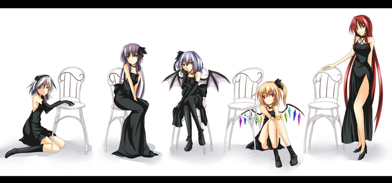 anime girls in black dresses