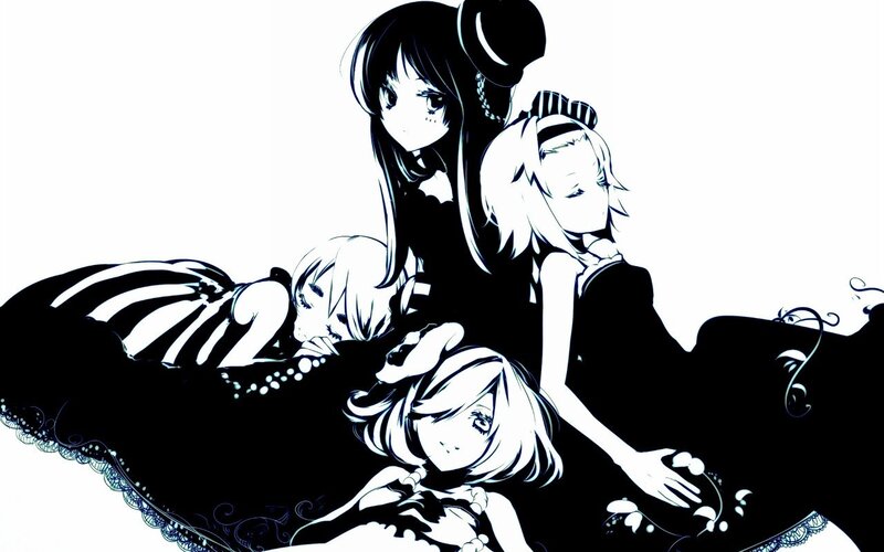 anime girls in black dresses