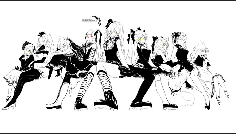 anime girls in black dresses