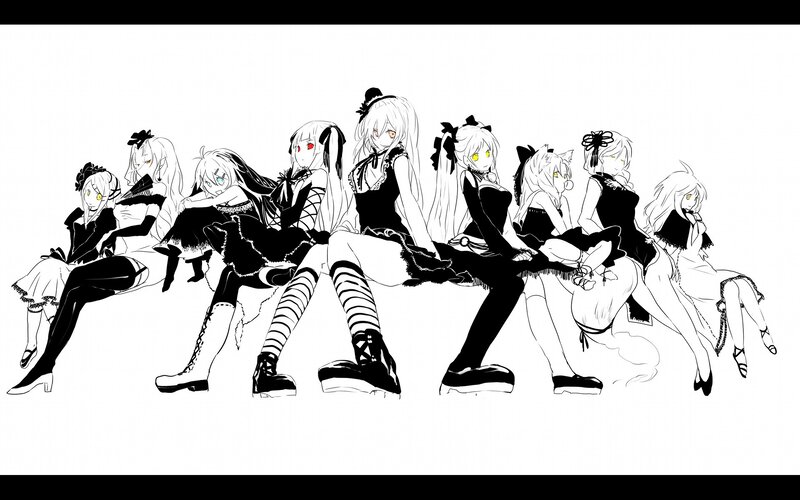 anime girls in black dresses