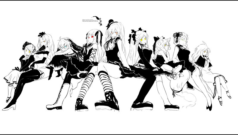 anime girls in black dresses