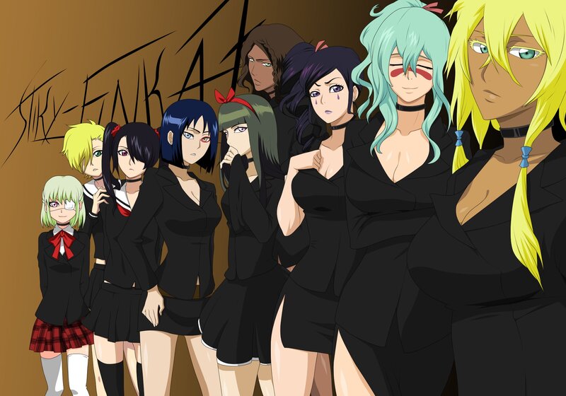 anime girls in black outfits