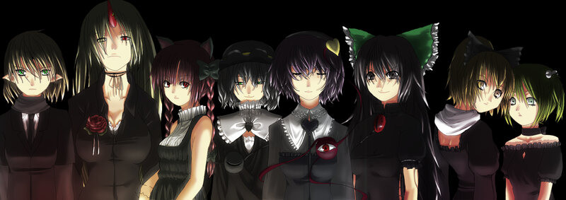 anime girls in black outfits