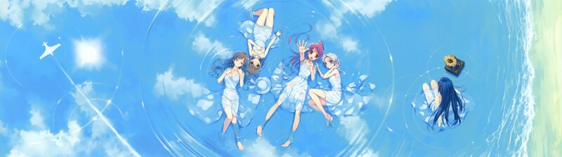 anime girls in blue water