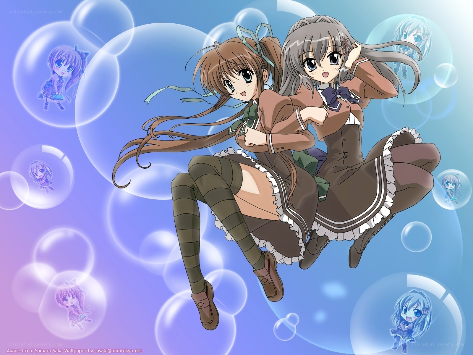 Anime girls in bubbles