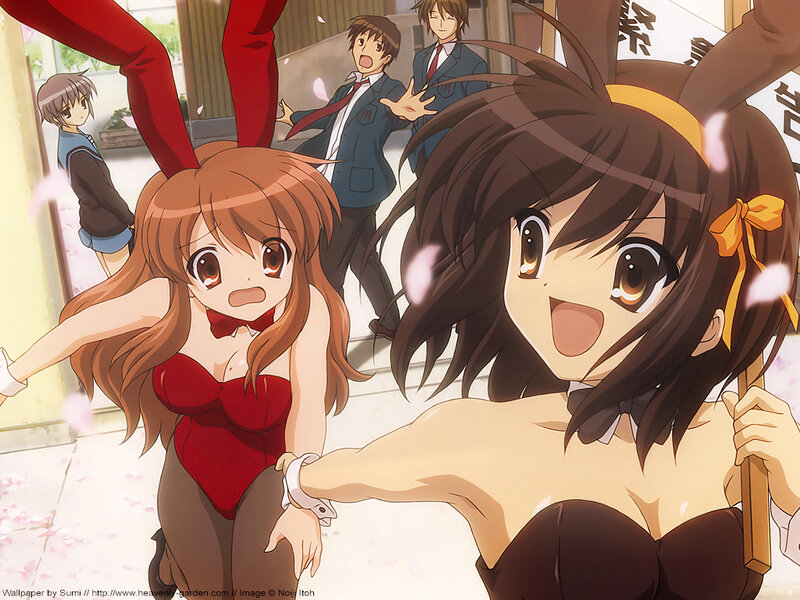 Anime girls in bunny costumes
