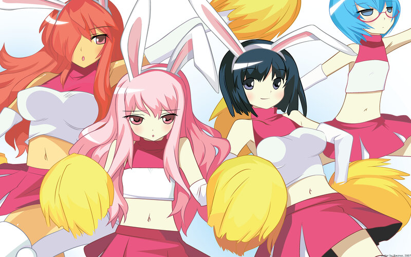 Anime Girls in Bunny Costumes — Pink, Playful