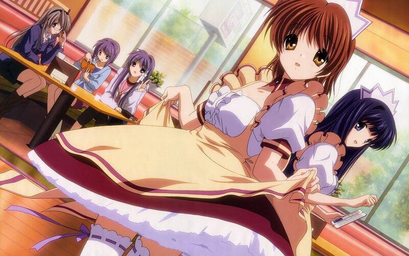 Anime Girls in Cafe — Brown, Calm