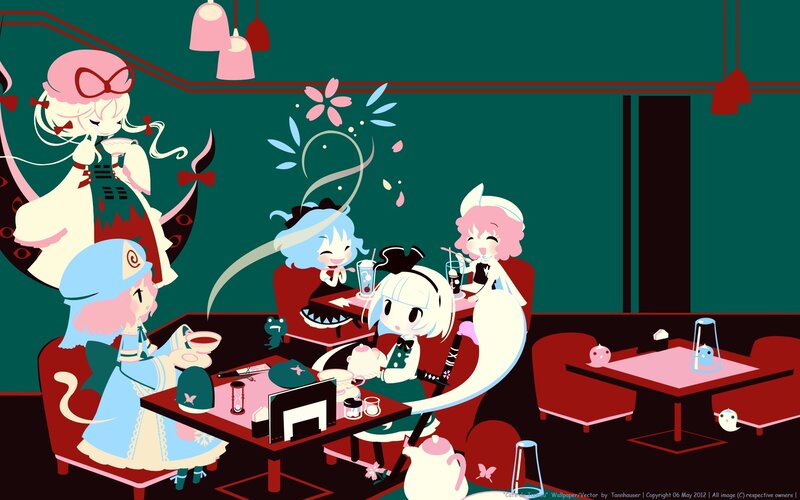 Anime Girls in Cafe — Green, Calm