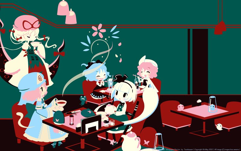 Anime Girls in Cafe — Green