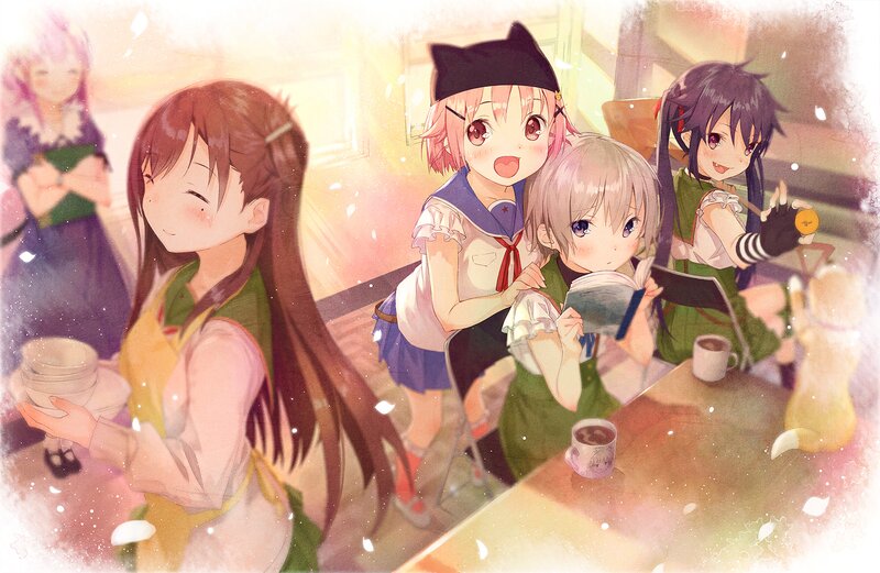 Anime Girls in Cafe — Pink, Warm