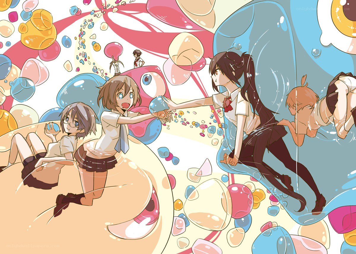 Anime girls in candy world