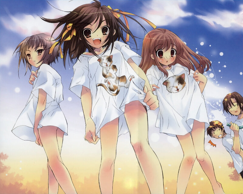 Anime girls in cat shirts