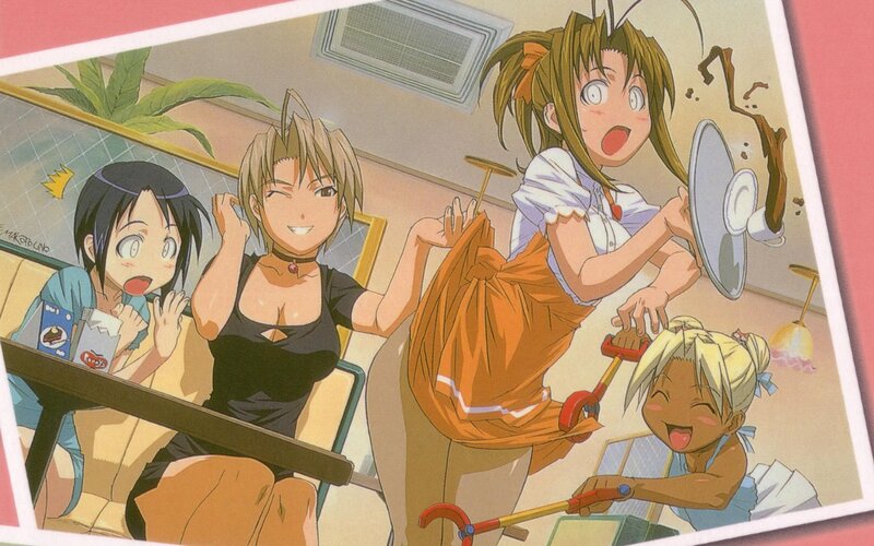 anime girls in chaotic scene
