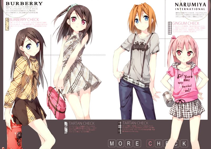 Anime girls in checkered outfits
