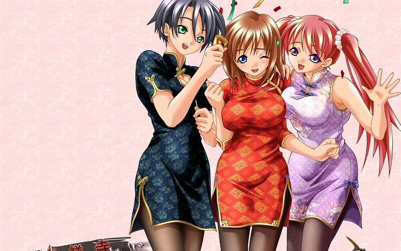 anime girls in cheongsams