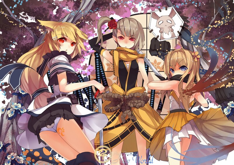 Anime girls in cherry blossom