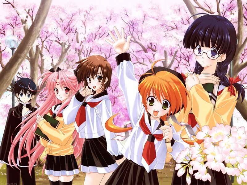 Anime girls in cherry blossom