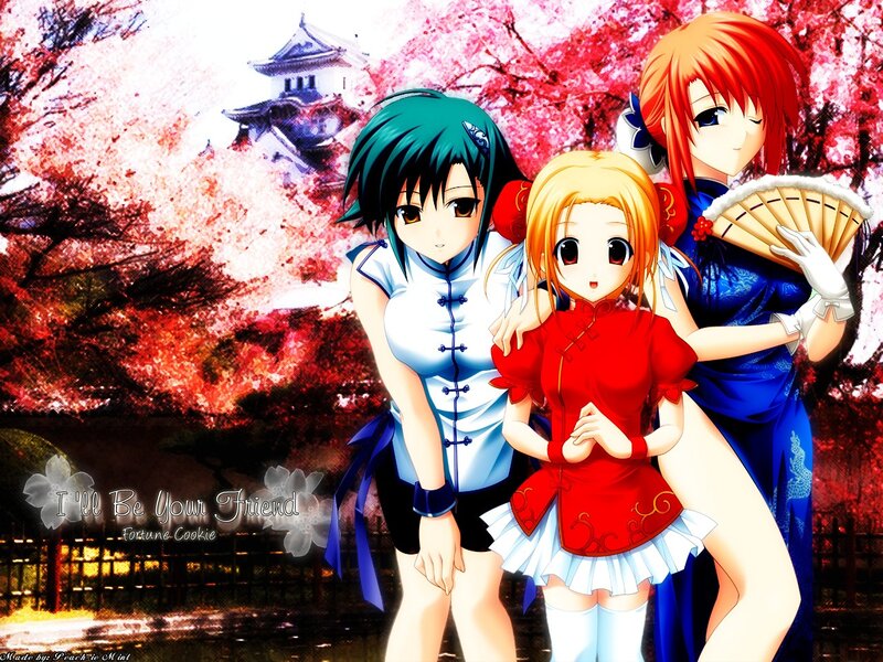 Anime girls in cherry blossom