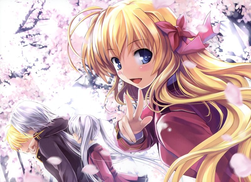 Anime girls in cherry blossom