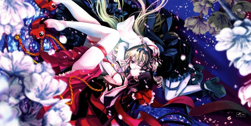 anime girls in cherry blossoms