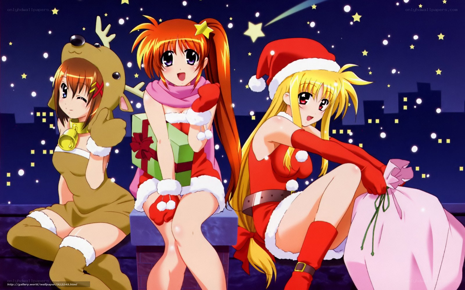 Anime girls in Christmas costumes
