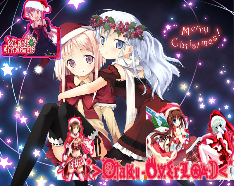 Anime Girls in Christmas Outfits — Purple