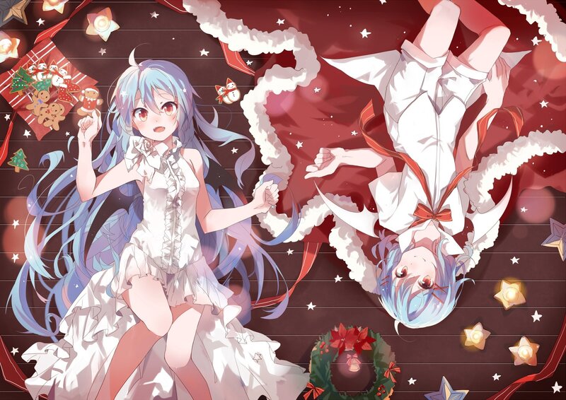 Anime girls in Christmas scene