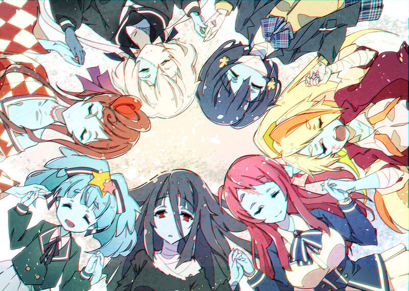 Anime Girls in Circle — Blue