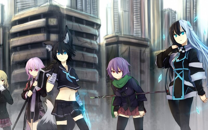Anime Girls in City — Black