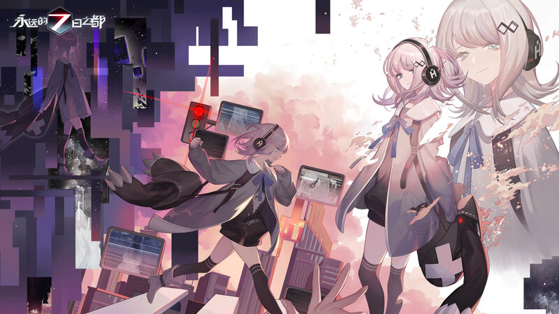 Anime Girls in City — Purple, Dramatic