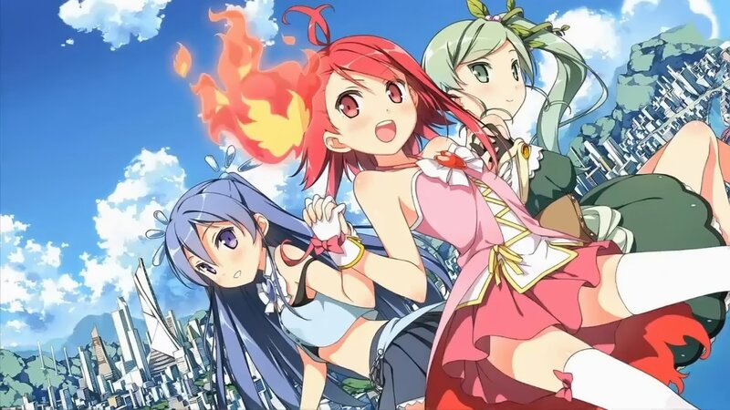 anime girls in cityscape
