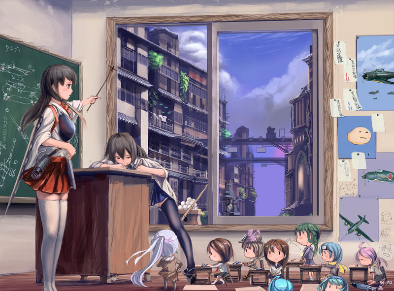 Anime Girls in Classroom — Blue, Calm
