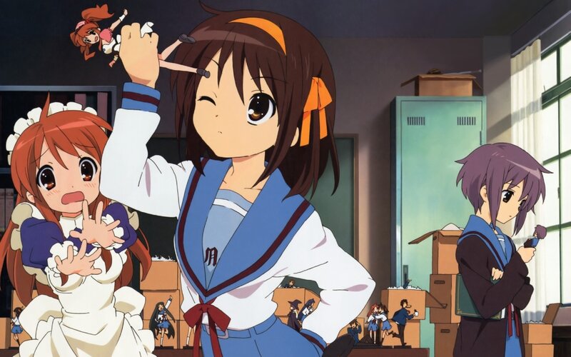Anime Girls in Classroom — Blue, Playful, Afternoon, School Uniform