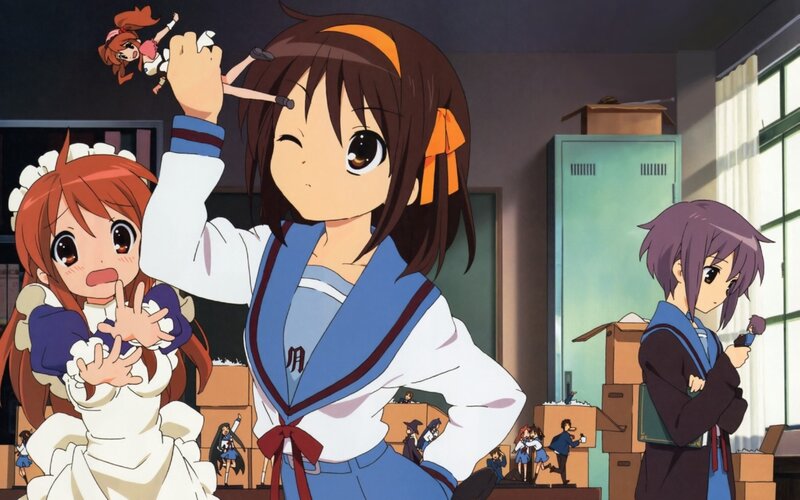 Anime Girls in Classroom — Blue, Playful, Afternoon, School Uniforms