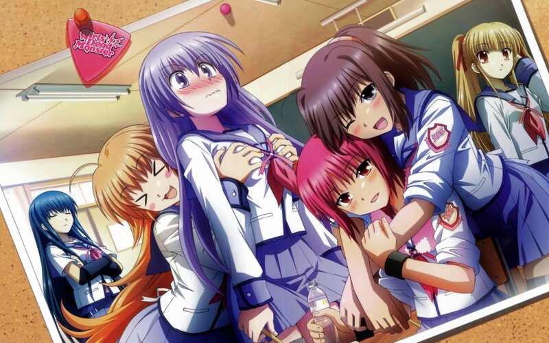 Anime Girls in Classroom — Blue, Playful