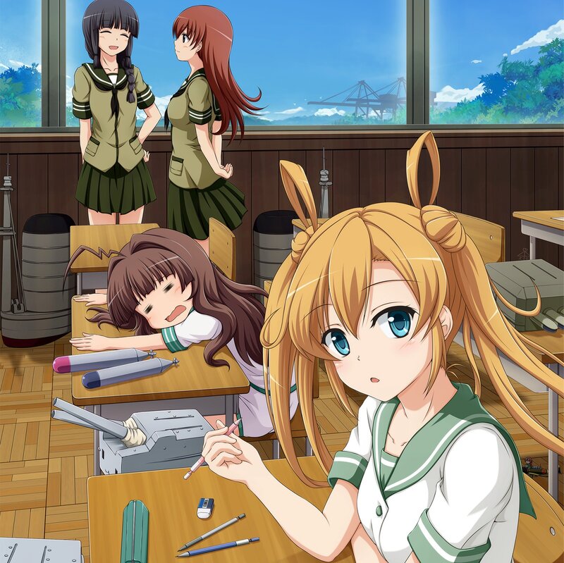 Anime Girls in Classroom — Green, Calm