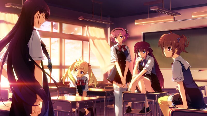 Anime Girls in Classroom — Purple, Dramatic