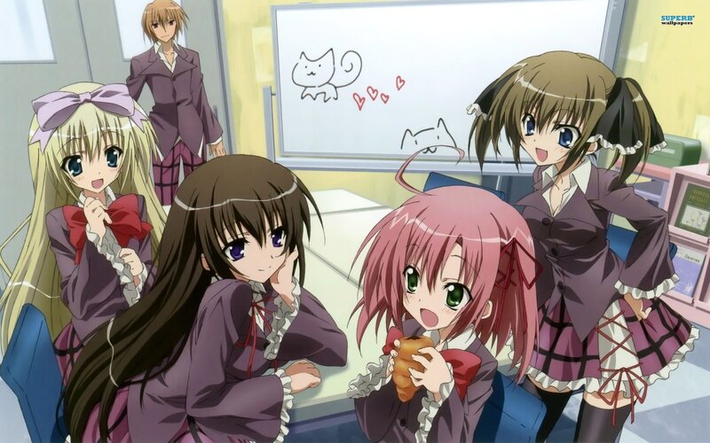 Anime Girls in Classroom — Purple, Playful