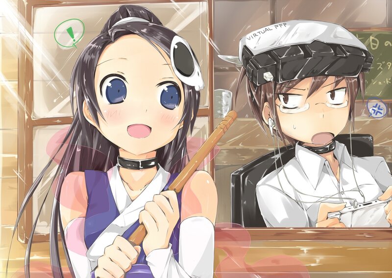 Anime girls in classroom scene