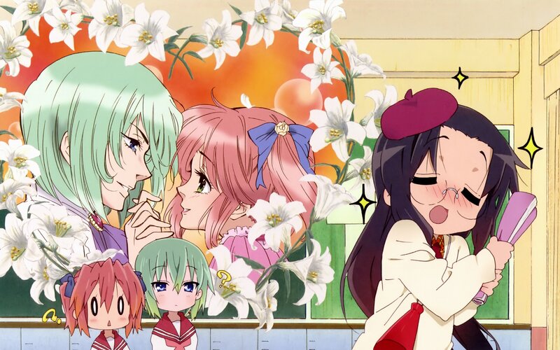 Anime Girls in Classroom — White, Cheerful