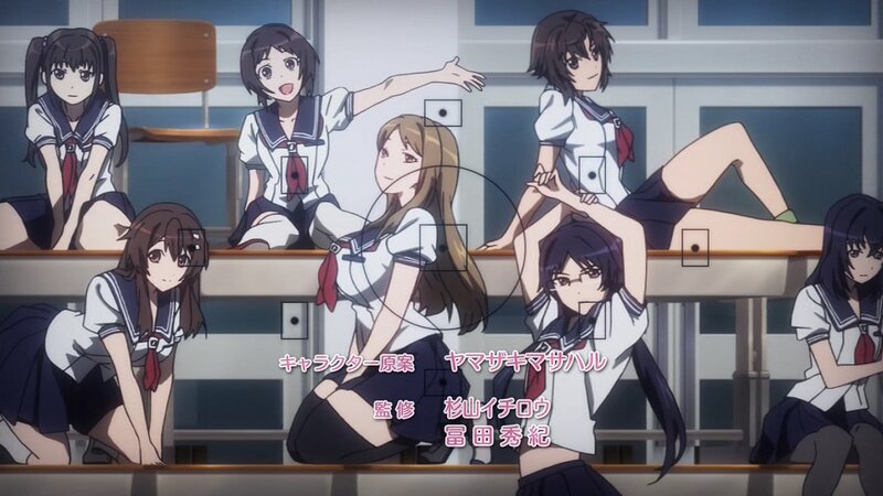 Anime Girls in Classroom — White, Playful
