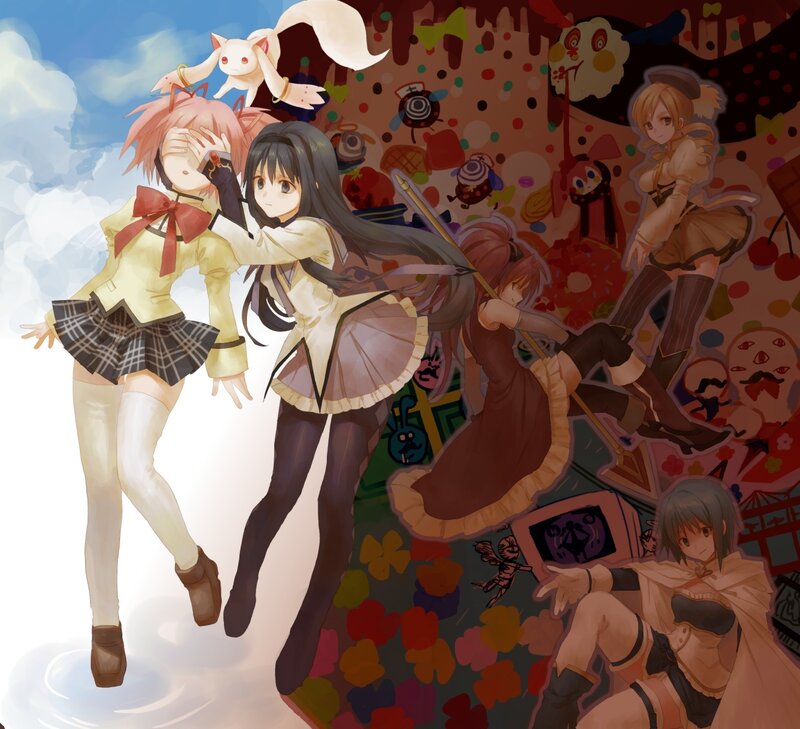 anime girls in colorful scene