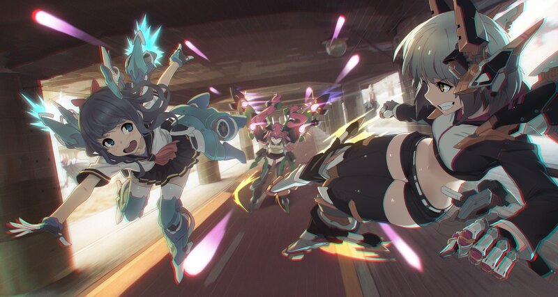 Anime Girls in Combat — Black, Action-packed