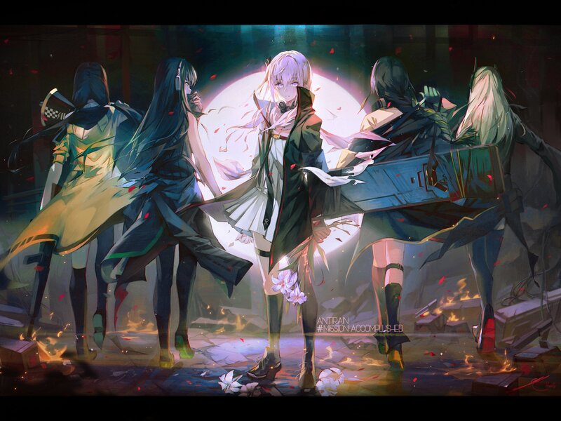 Anime Girls in Combat — Black, Dramatic