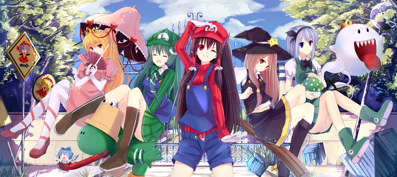 Anime Girls in Costumes — Green, Playful