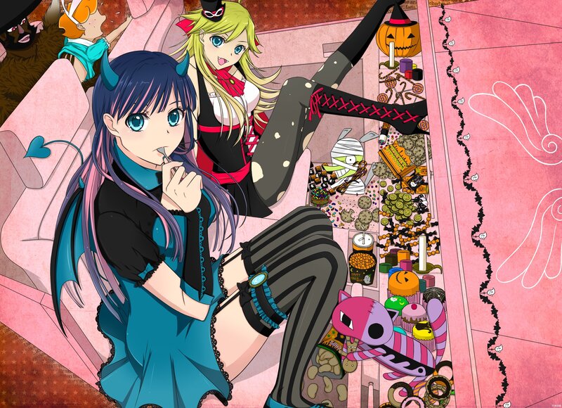 Anime Girls in Costumes — Pink, Festive, Candy