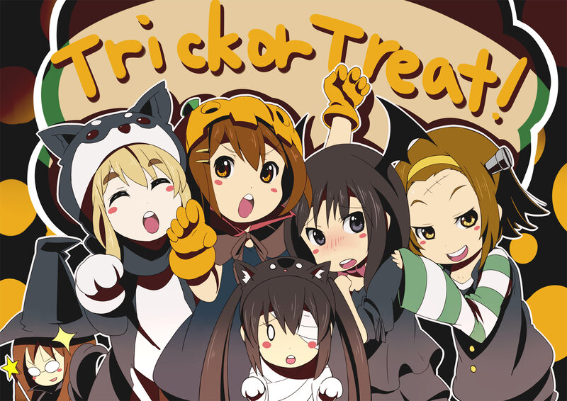Anime Girls in Costumes — Yellow, Festive, Night