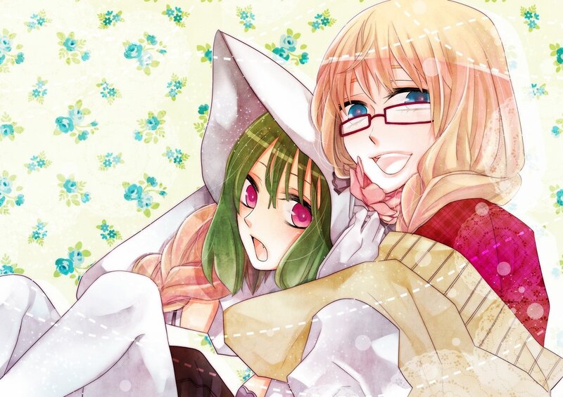 Anime girls in cozy setting